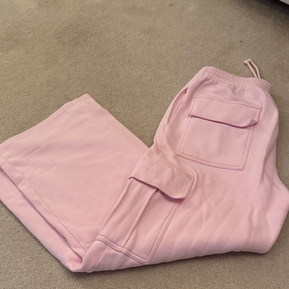 Skims Light Pink Cargo Sweatpants